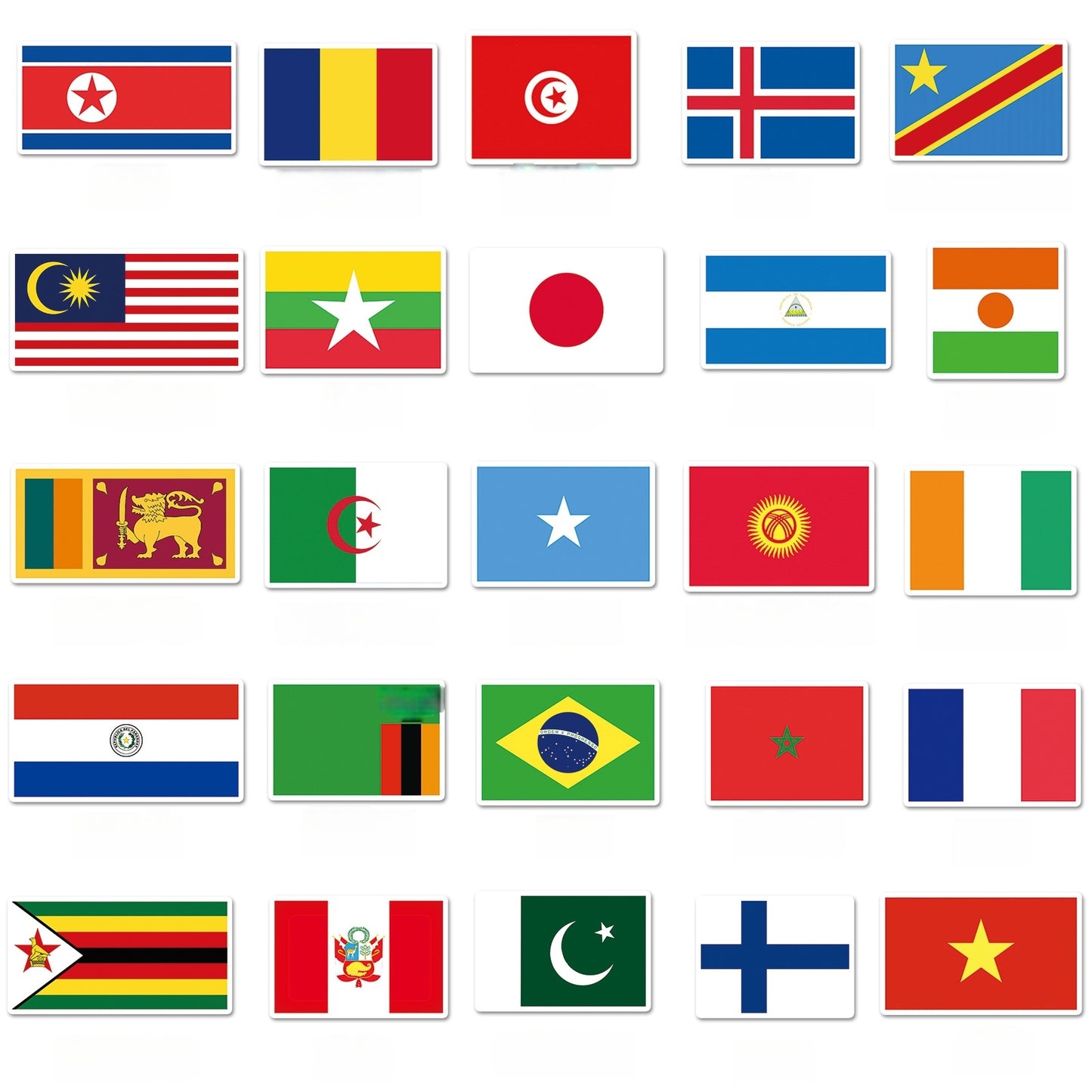 105pcs Panda Music Superheros Toy Kids Stickers Luggage Laptop Skateboard Waterproof Party Bag Fillers Waterbottle Decal Graffiti Patche (Country)