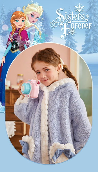 Snow White Elsa Winter Bow Oversized Blanket Hoodie Kids, Girls, Super Soft Warm Fleece Sweatshirt With Pocket for Children Teens, Long Sleeves(Frozen)