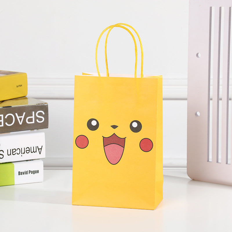 18 Pieces Princess Pink Kraft Paper Bags for Girls Gifts Party Favor Goodie  Treat Bags With Handle for Christmas,Birthday,and Celebrations Party Supplies（Pikachu）
