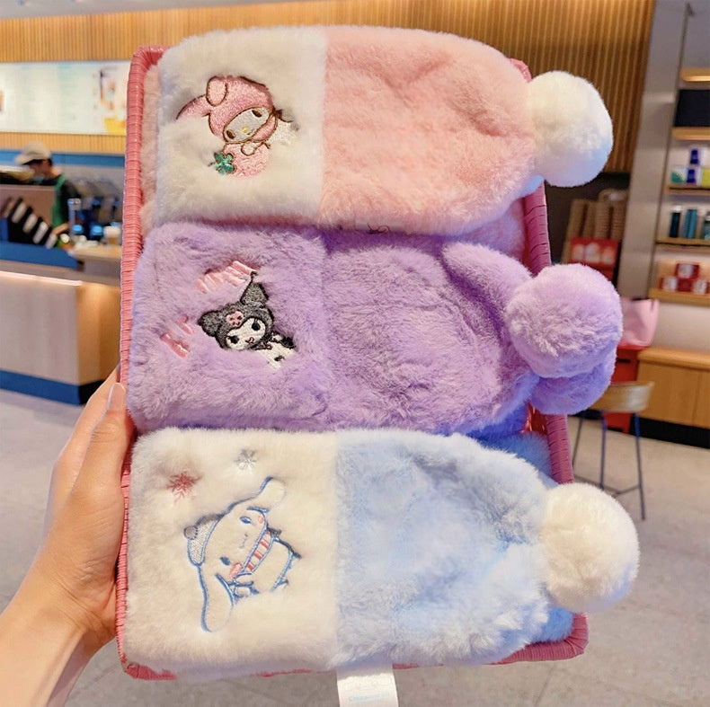 Kids Winter Beanie Scarf for 2-10 Years Old Boys Girls.Outdoor Warm Fleece Lined Thermal Knit Fluffy Pom (Kuromi 01 )