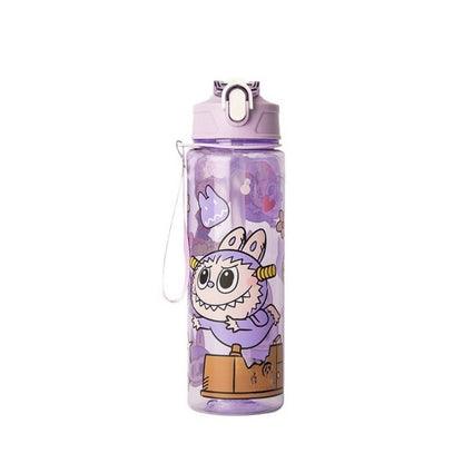 Water Bottle Reusable Kids PP with Two Lids Leak Proof with straw Lid BPA Free Drinking bottle (Fairy 750ml)