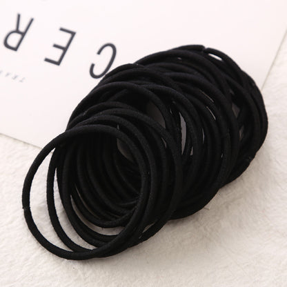 50Pcs Girls Women 2.5mm Thin School Uniform Endless Hair Elastics Bobbles Hair Ties Bands Ponios Ponytail Holders