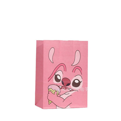 18 Pieces Princess Pink Kraft Paper Bags for Girls Gifts Party Favor Goodie  Treat Bags With Handle for Christmas,Birthday,and Celebrations Party Supplies(Stitch)