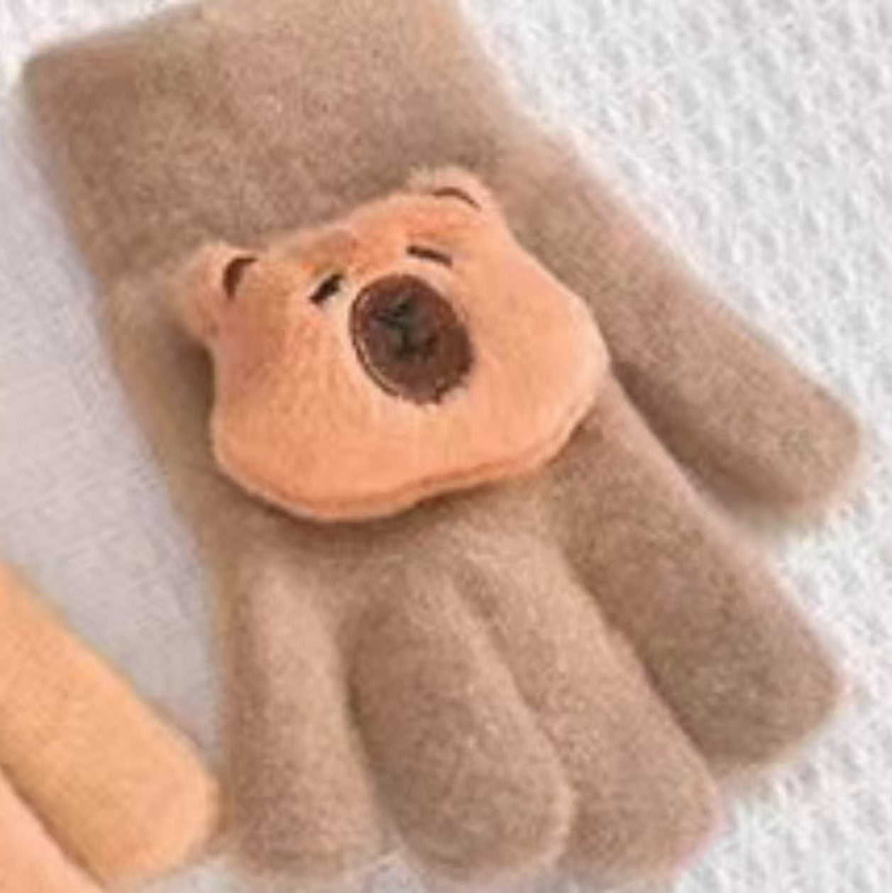 Full Finger Gloves Winter Knit Warm Mittens Soft Lined Fleece Thermal Outdoor Stretchy Gloves for Kids boys girls (3D Capybara)