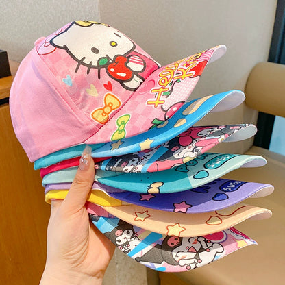 Kids Cotton Baseball Cap Hat for Boys, Boys Caps Perfect for Outdoor Sunny Days Sun Hat 3+ Years（Hello Kitty）