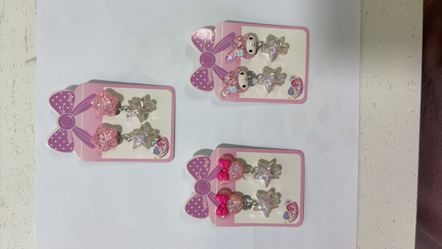 3 Pairs kids Clip On Earrings for Girls Cute Earrings No Pierced Princess Play Girls Dress Up Jewelry Set for Kids