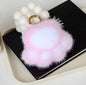 Cute Avocado cat paws panda Plush Keychain, Fluffy faux fur Decorative Key Ring Accessory for Women's Bags, Backpack and Purses (Pink)