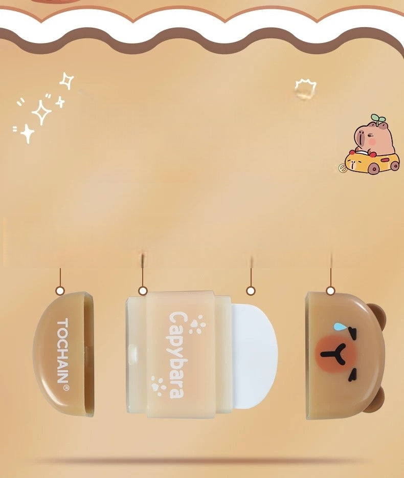 2pcs Capybara Pencil Sharpener and Rubber 2 in 1, Portable Pebble Shape Manual Sharpener for Kids Students Teachers, Dust Free Office School Supplies, Art Supplies (Capybara)