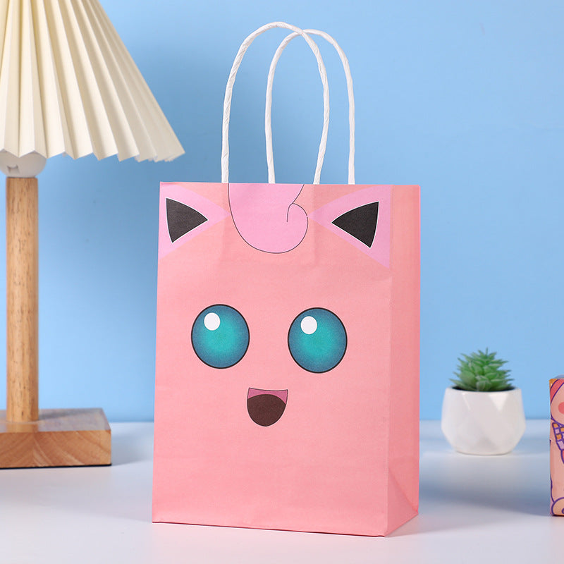 18 Pieces Princess Pink Kraft Paper Bags for Girls Gifts Party Favor Goodie  Treat Bags With Handle for Christmas,Birthday,and Celebrations Party Supplies（Pikachu）