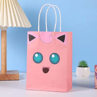 18 Pieces Princess Pink Kraft Paper Bags for Girls Gifts Party Favor Goodie  Treat Bags With Handle for Christmas,Birthday,and Celebrations Party Supplies（Pikachu）