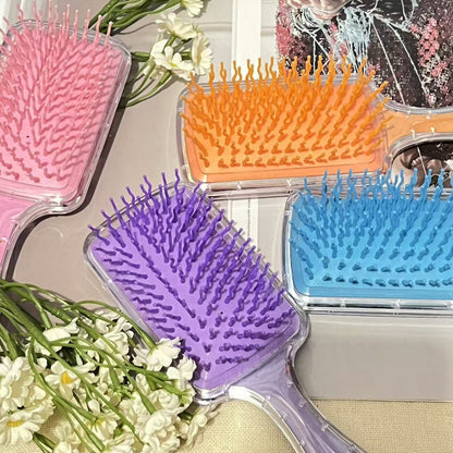 Princess mermaid Hair Brush,Paddle Hairbrush for Girls Kids,Easily Glide Through Knots No Pull Glitter Bristle Tangle Brushes Sequin airbag comb Gift （Hello Kitty）