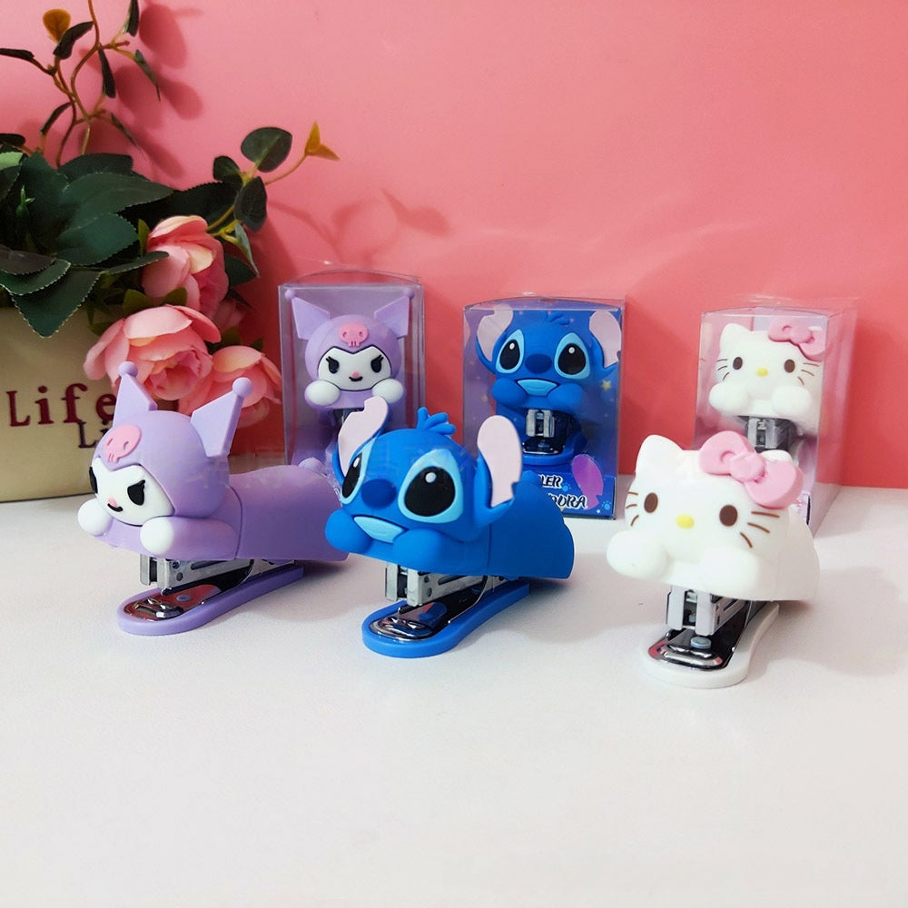 Stitch Portable Mini Cute Desktop Hand Stapler Mini Handheld Stapler for Office School Home or Travel Kids Gift Stationary
