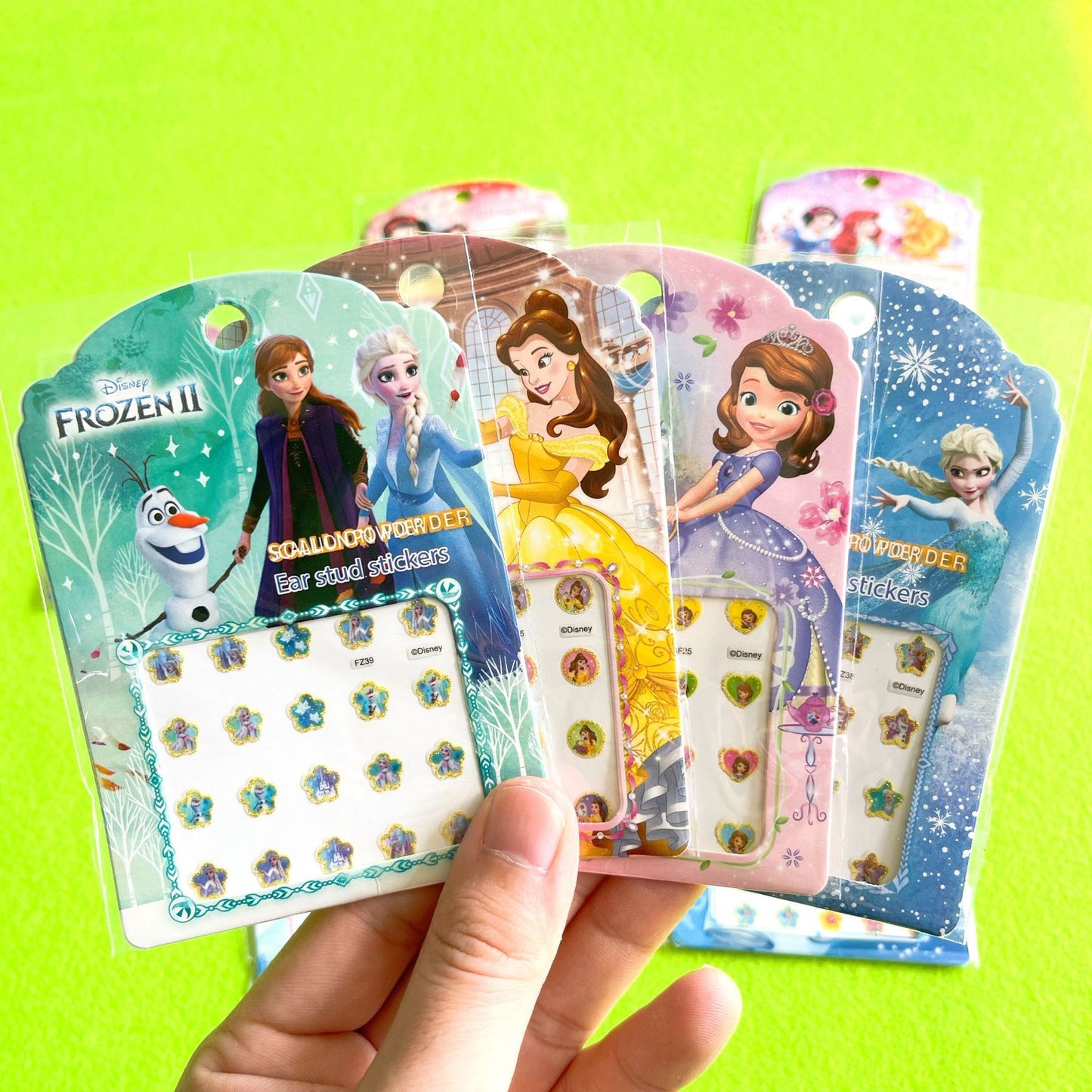 5 Sheets Toddlers Princess Elsa Minnie Kids Girls Nail Stickers Earring Stickers Art Decal Party Bag Fillers Decor for Kids Girls Birthday Gift