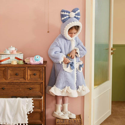 Snow White Elsa Winter Bow Oversized Blanket Hoodie Kids, Girls, Super Soft Warm Fleece Sweatshirt With Pocket for Children Teens, Long Sleeves(Frozen)