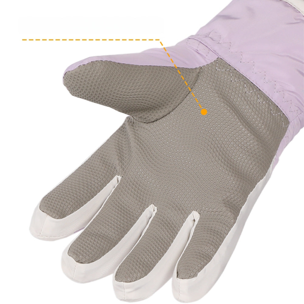 Kids Boy Girl Waterproof Winter Snow Ski Snowboard Fleece Thermal Warm Outdoor Gloves(Kuromi)