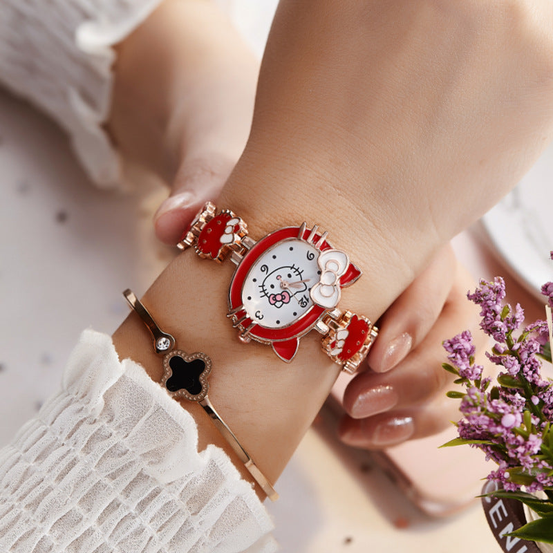 Analogue Quartz Watch with Stainless Steel Strap Bracelet Cats Girls Toddler Watches Gifts for Kids Birthday Gifts Gift Box