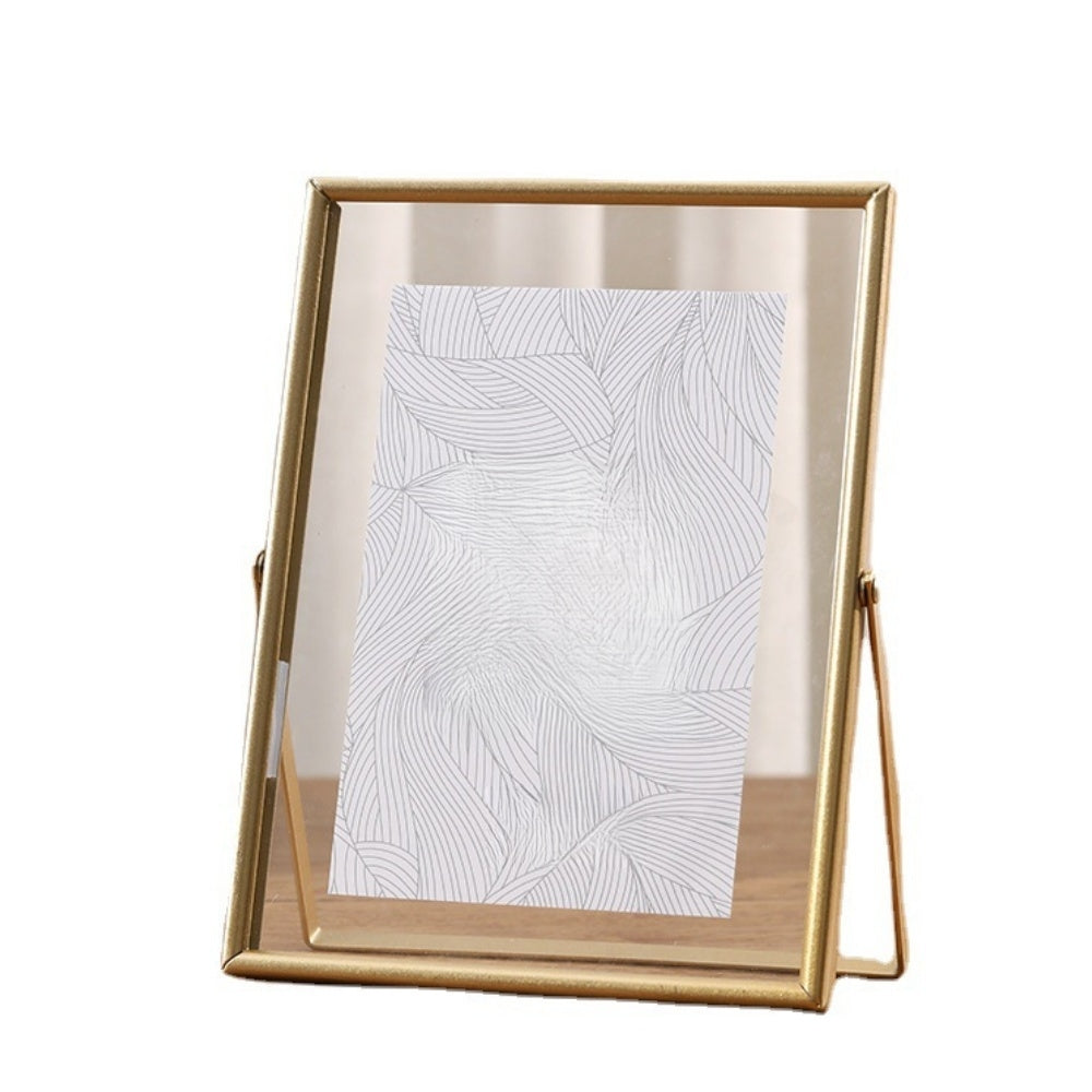 Glass Pressed Flower Frames, Floating Picture Frames, Gold Glass Photo, Tabletop Handmade Artwork Photo Ornament for Home Decoration Gift (Black, 6x4)