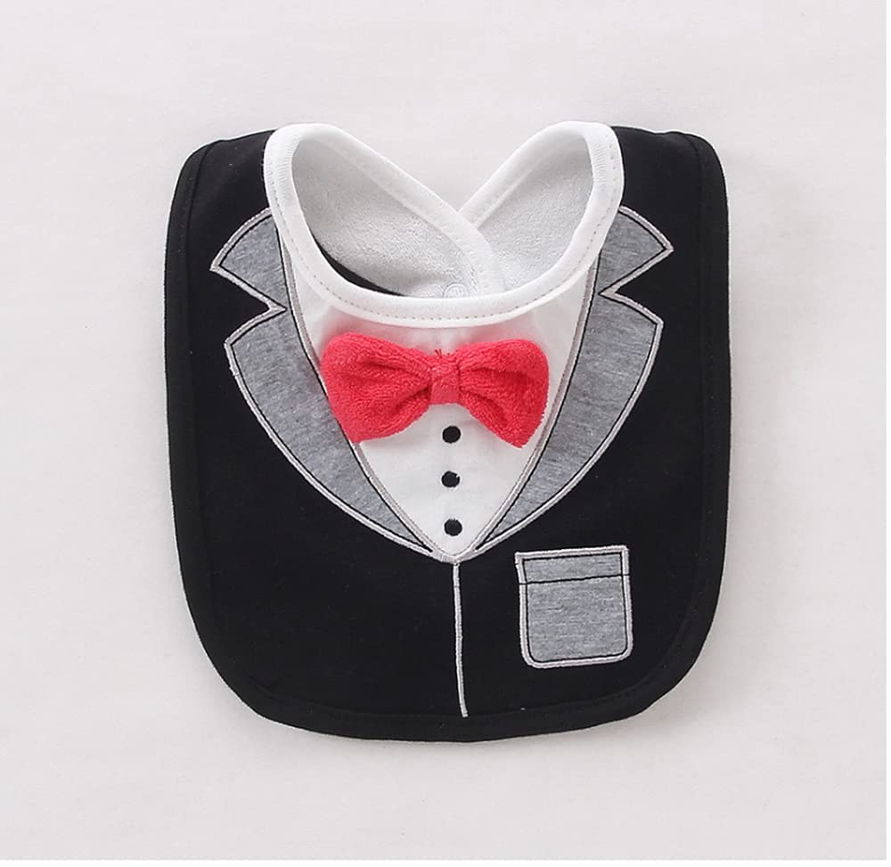 2PCS Baby Kids Bibs BOY MIXED DESIGN COTTON GENTLEMAN BOW FEEDING Bandana Apron Weaning