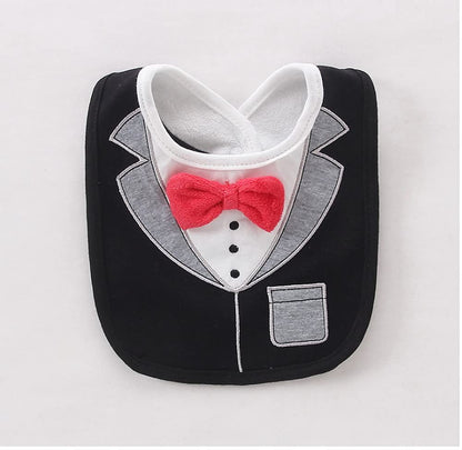 2PCS Baby Kids Bibs BOY MIXED DESIGN COTTON GENTLEMAN BOW FEEDING Bandana Apron Weaning