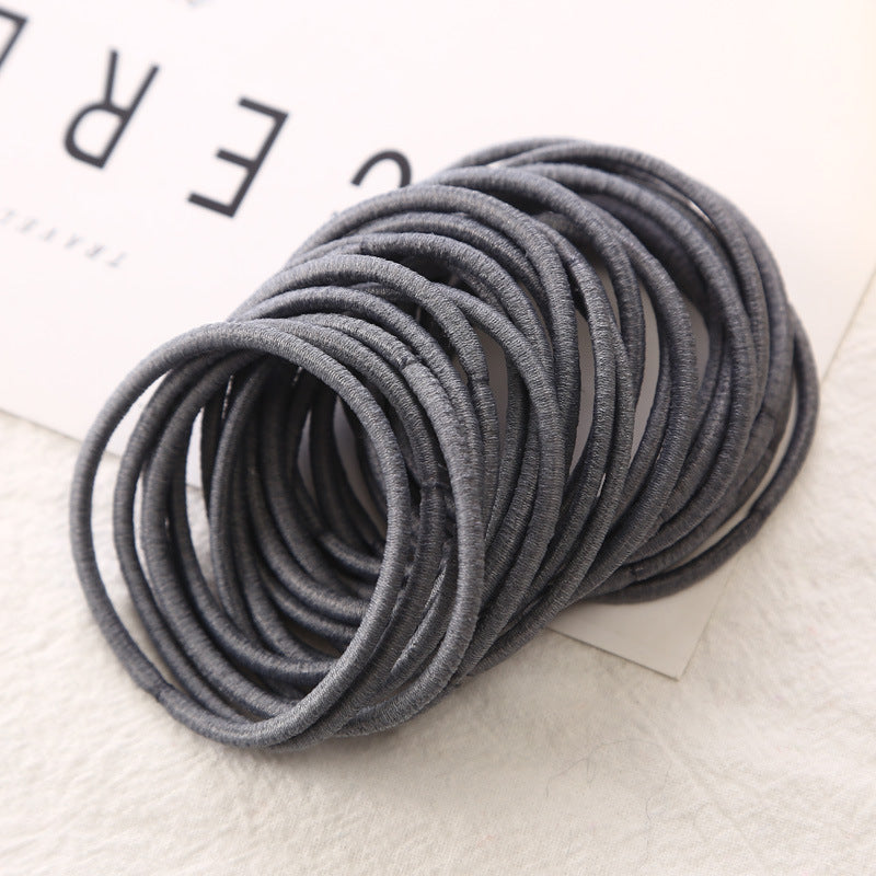 50Pcs Girls Women 2.5mm Thin School Uniform Endless Hair Elastics Bobbles Hair Ties Bands Ponios Ponytail Holders