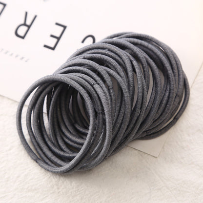 50Pcs Girls Women 2.5mm Thin School Uniform Endless Hair Elastics Bobbles Hair Ties Bands Ponios Ponytail Holders