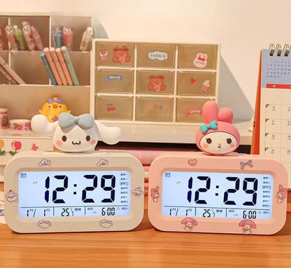 LED Digital Children Alarm Clock With Night Light - Light Alarm Clock for Girls Boys Teenagers School Back To School Gifts Dual Alarms Snooze Modes Temperature Dates display (Kuromi)