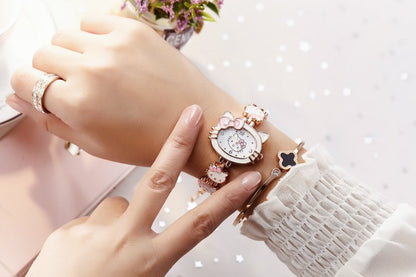 Analogue Quartz Watch with Stainless Steel Strap Bracelet Cats Girls Toddler Watches Gifts for Kids Birthday Gifts Gift Box