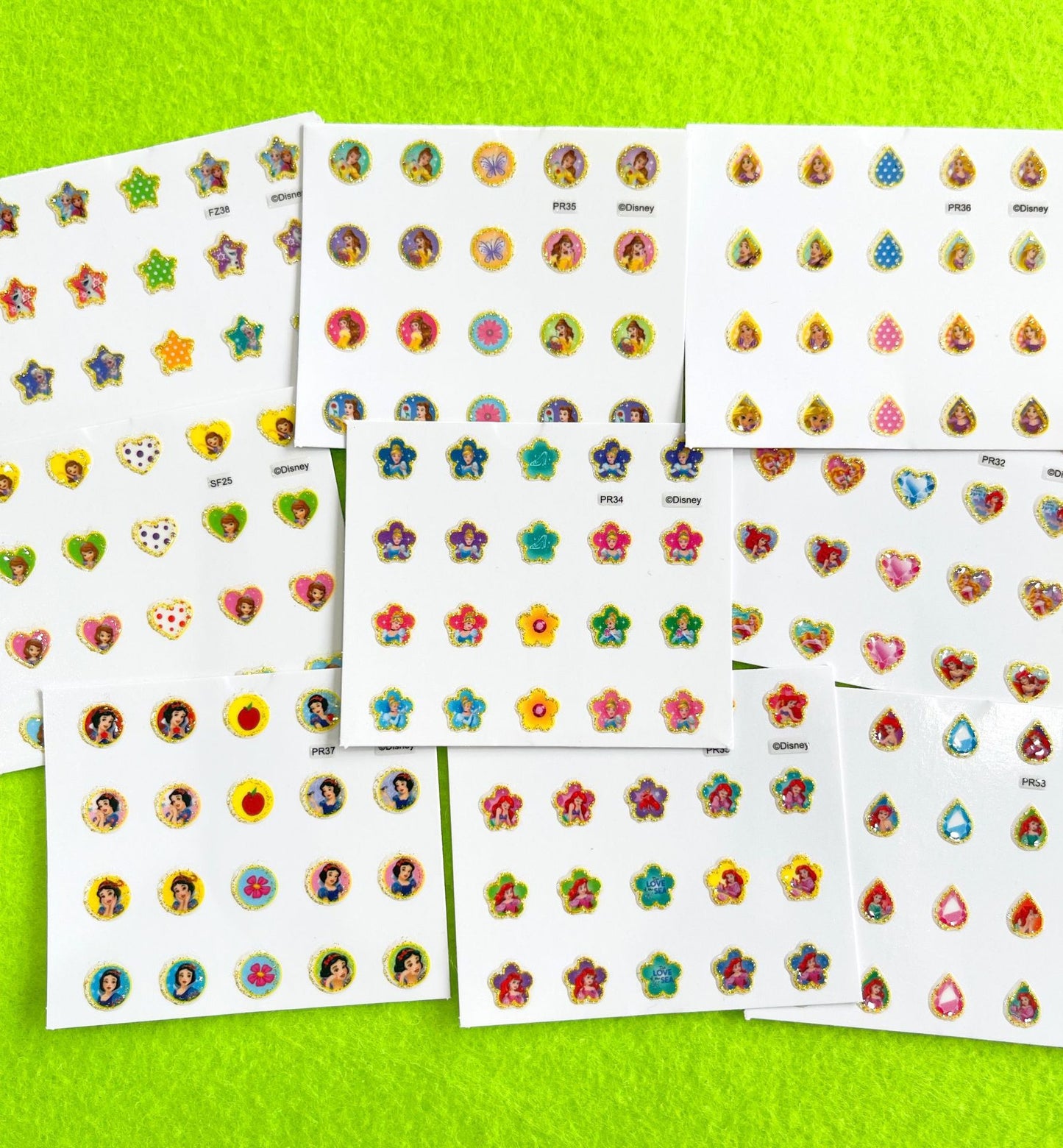 5 Sheets Toddlers Princess Elsa Minnie Kids Girls Nail stickers Earring Stickers Art Decal Party Bag Fillers Decor for Kids Girls Birthday Gift(Mermaid earrings stickers)