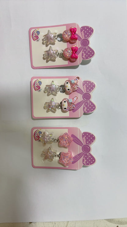 3 Pairs kids Clip On Earrings for Girls Cute Earrings No Pierced Princess Play Girls Dress Up Jewelry Set for Kids