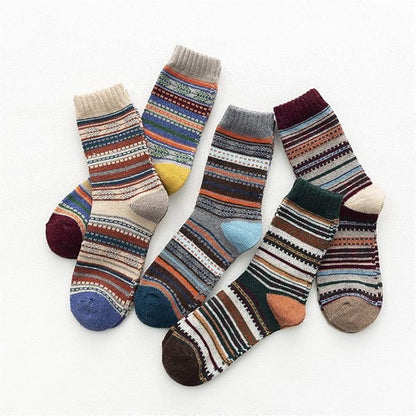5 Pairs Thermal Socks Mens Walking Hiking Climbing Warm Thick Heat Wool Knitting Socks Winter