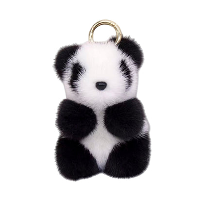 Cute Avocado cat paws panda Plush Keychain, Fluffy faux fur Decorative Key Ring Accessory for Women's Bags, Backpack and Purses (Panda)