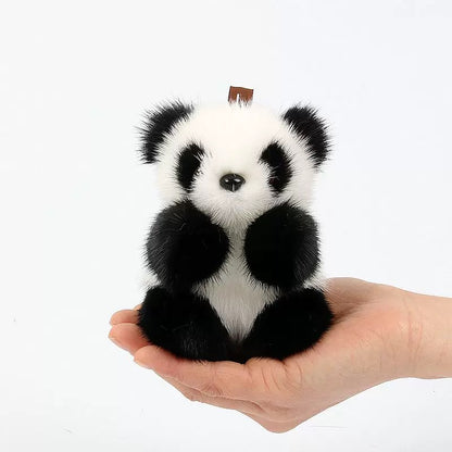 Cute Avocado cat paws panda Plush Keychain, Fluffy faux fur Decorative Key Ring Accessory for Women's Bags, Backpack and Purses (Panda)