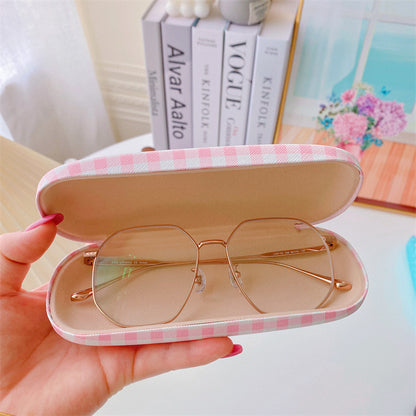 Lovely cat Cartoon Hard Shell Eyeglasses Cases Girl Protective Case Storage Box With Glasses Cloth for Teen PU leather eyegalss case (Kuromi)