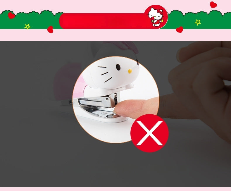 Mini Effortless Kitty Princess Desktop Staplers with 1000 Standard No.10 staples set Cute Stapler Gift for Student and Office School stationary Use （Hello Kitty）