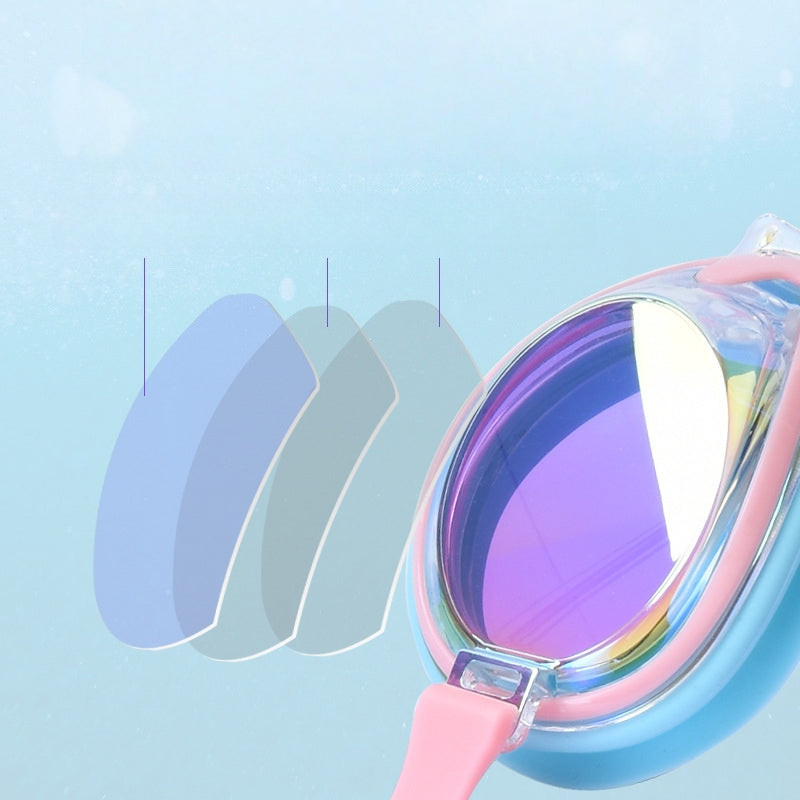 Comfortable Anti-fog Swimming Goggles with case Waterproof UV Protection For Kids Boys Girls Soft Silicone Seals For Comfort Perfect For Lap Triathlon Training & Aquatic Sports（C)