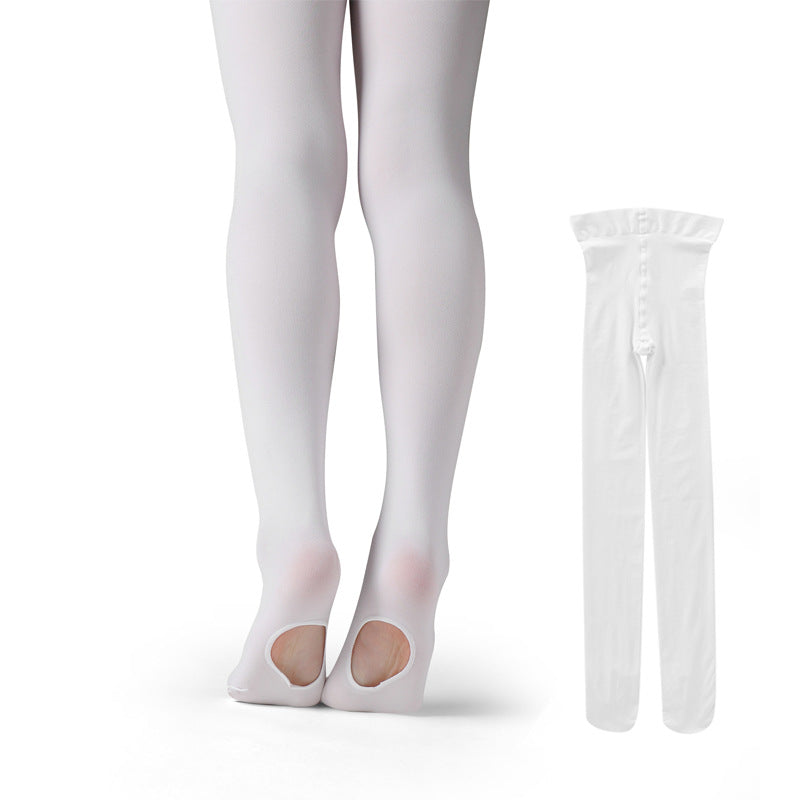 50 Denier Dance Ballet Tights Girls Womens Convertible Stretch Transition Footed Tights with Holes Ultra-soft Ballet Tights