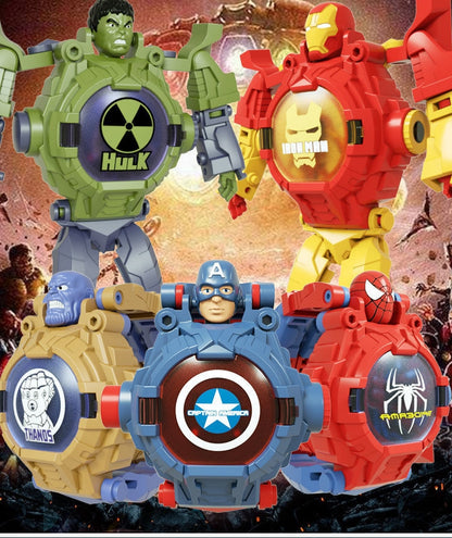 Superhero Robert Watch with 24 Super Projection Cartoon Hero Figurines Princess, Electronic Watch for Boys Girls Projector 3D Watch