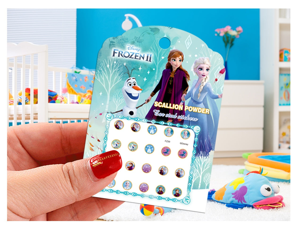 5 Sheets Toddlers Princess Elsa Minnie Kids Girls Nail stickers Earring Stickers Art Decal Party Bag Fillers Decor for Kids Girls Birthday Gift (Frozen earrings stickers)