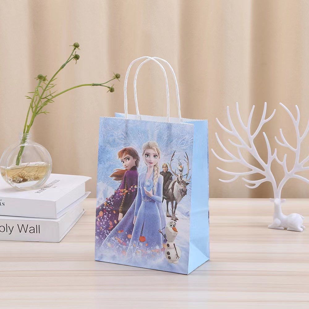 18 Pieces Princess Pink Kraft Paper for Girls Gifts Party FavorGoodie Bags Treat With Handle for Christmas,Birthday,and Celebrations Supplies (Frozen)