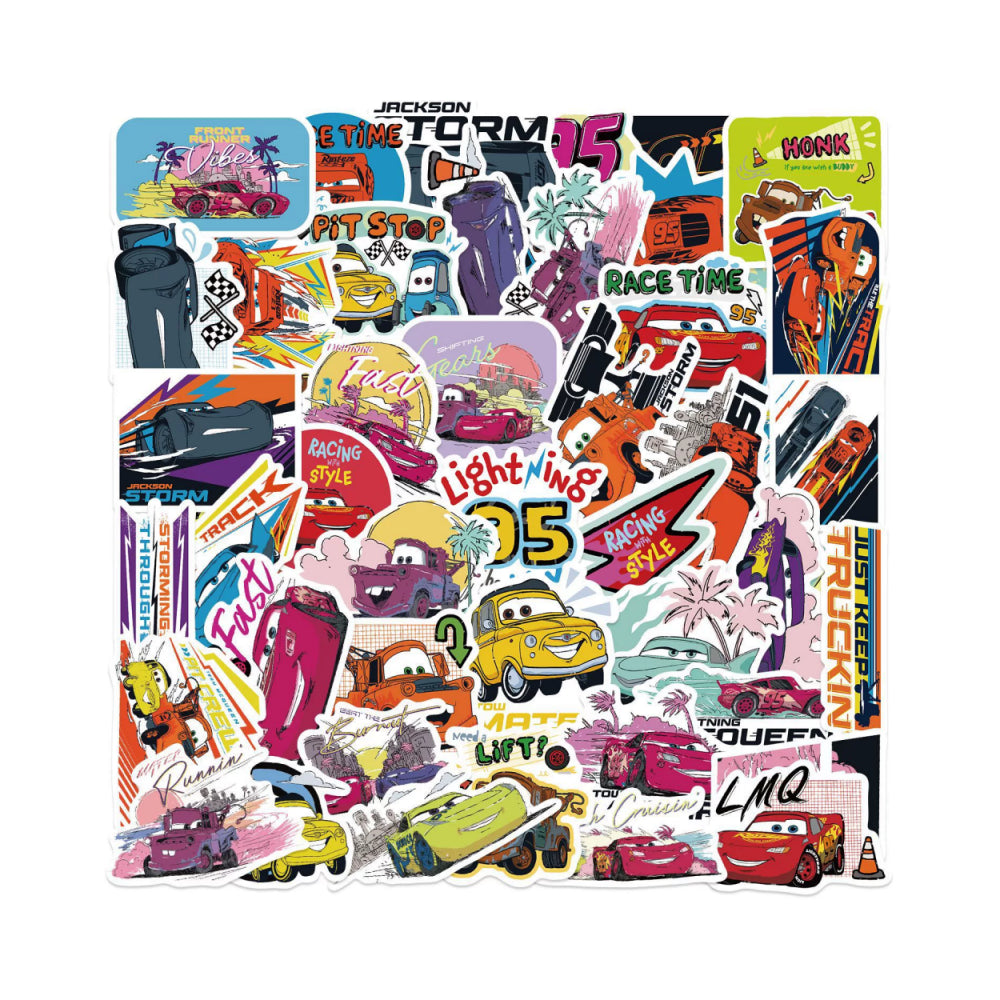 50pcs Princess Aven Superheros Toy Kids Stickers Luggage Laptop Skateboard Waterproof Party Bag Fillers Waterbottle Decal Graffiti Patches (Cars)