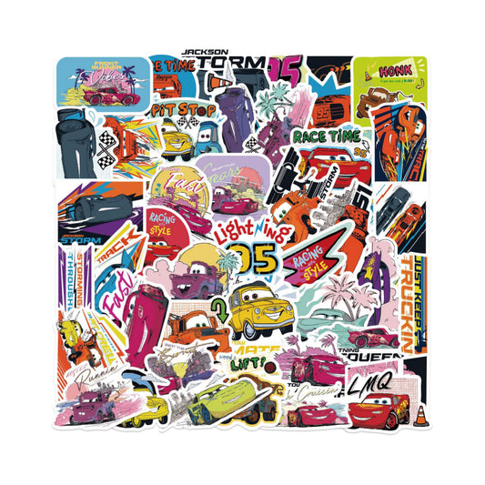 50pcs Princess Aven Superheros Toy Kids Stickers Luggage Laptop Skateboard Waterproof Party Bag Fillers Waterbottle Decal Graffiti Patches (Cars)