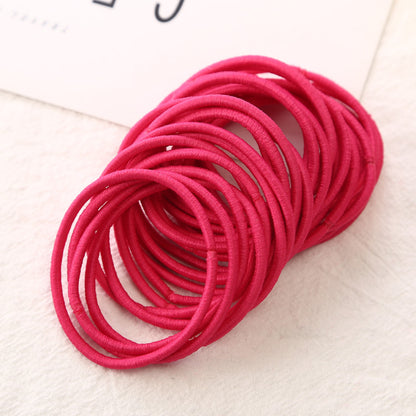 50Pcs Girls Women 2.5mm Thin School Uniform Endless Hair Elastics Bobbles Hair Ties Bands Ponios Ponytail Holders