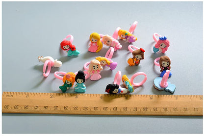 20Pcs Adjustable Princess Jewelry Girl Kids Cartoon Plastic Rings Gift Set with Heart Shape Box (20pcs)