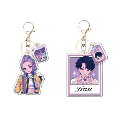 Kpop 2pcs Demon Keychain, Cartoon Hunters Figure Key Pendants Silicone for Bag backpack Keyring Decoration Pendants Adults Party Favors Birthday Party Supplies（A）