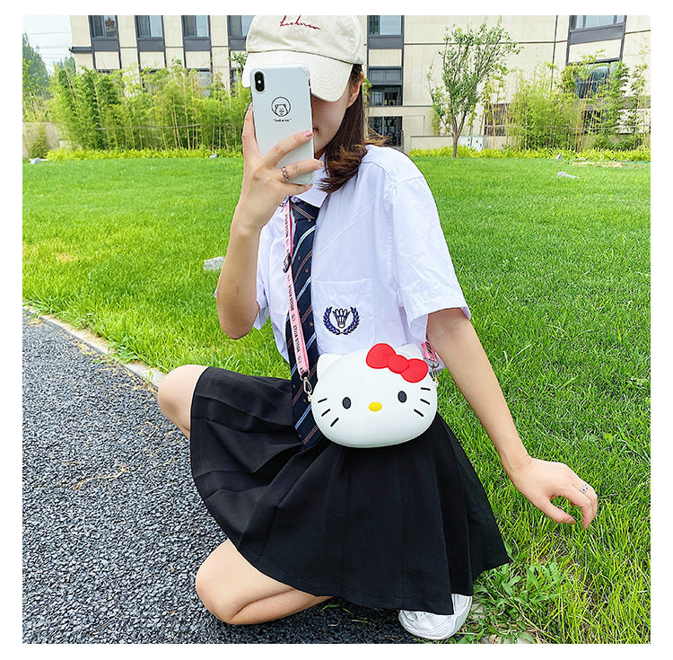 Kids Purse Girls Silicone Mini Children's Coin Purse Cute Cartoon Shoulder Bag Crossbody Bag Accessories Bags Adjustable Strap for Kids Gift Travel Holiday (Hello Kitty)