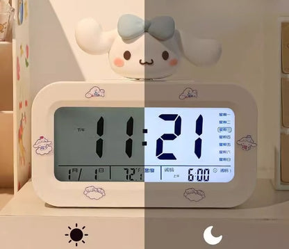 LED Digital Children Alarm Clock With Night Light - Light Alarm Clock for Girls Boys Teenagers School Back To School Gifts Dual Alarms Snooze Modes Temperature Dates display (Kuromi)