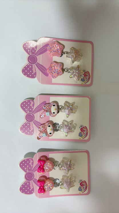 3 Pairs kids Clip On Earrings for Girls Cute Earrings No Pierced Princess Play Girls Dress Up Jewelry Set for Kids
