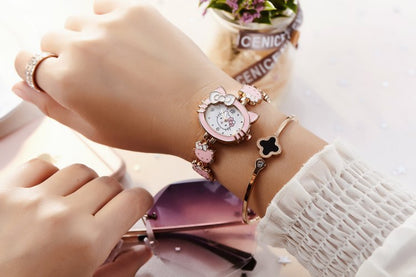 Analogue Quartz Watch with Stainless Steel Strap Bracelet Cats Girls Toddler Watches Gifts for Kids Birthday Gifts Gift Box