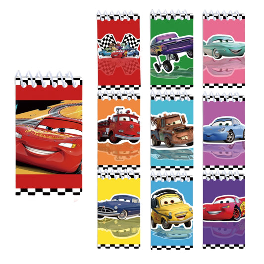 10 Pack Pocket Notebook Small Spiral 10 * 6CM Mini Notepad Princess Kids Colorful Memo Bulk Wired Lined for School Office Supplies Birthday Party Bag Fillers (Cars)