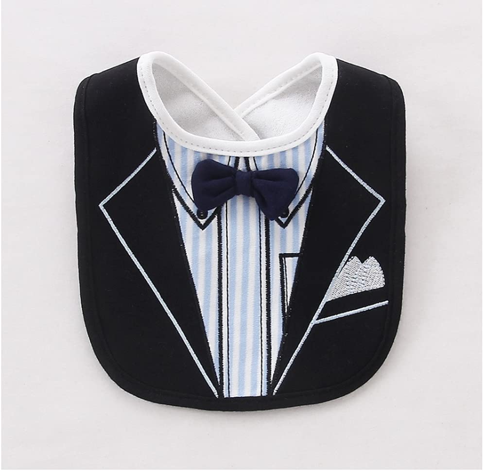 2PCS Baby Kids Bibs BOY MIXED DESIGN COTTON GENTLEMAN BOW FEEDING Bandana Apron Weaning